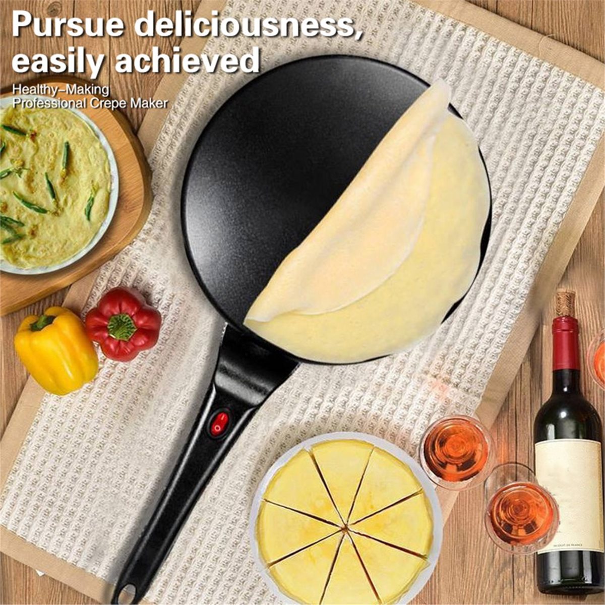 Crepe Maker Non Stick - Pembuat Crepe Elektrik M10K, Wajan Crepe