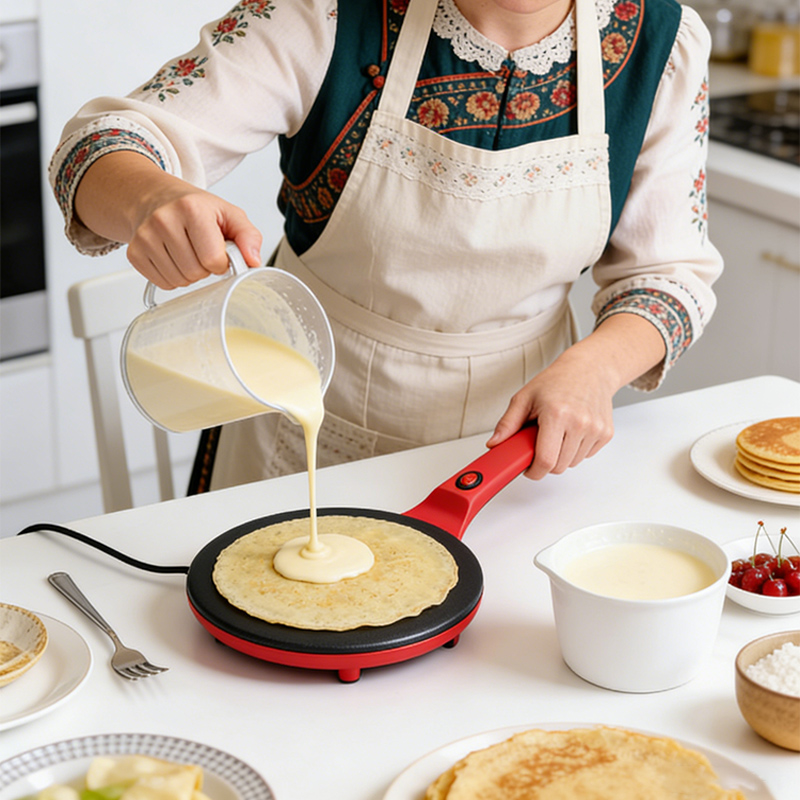 Crepe Maker Non Stick - Pembuat Crepe Listrik Pemanas Satu Sisi,